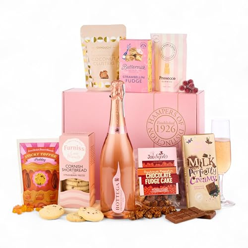 Thornton & France Luxury Rosé Prosecco & Chocolates Gift Set for Her | Prosecco & Chocolates Gift Set, Pink Gift Box for Her, Sweet & Indulgent Treats, Gourmet Food & Drink, 8 Luxury Items