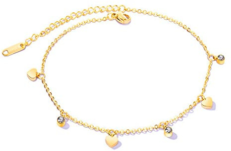 Kim Johanson Edelstahl Damen Fußkettchen *Verschiedene Modelle* in Gold | Fußkette mit Kugeln, Coins & Zirkonia | Rostfrei & Wasserfest | Fußband | Frauen Boho Schmuck | Verstellbar