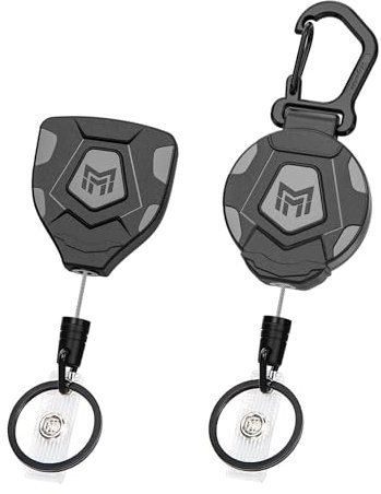 MNGARISTA 2er-Pack Schwerer einziehbarer Schlüsselanhänger mit Gürtelclip und Karabiner, 226 g Rückzug, 80 cm Stahlseil,taktische ID-Ausweisrolle mit Schlüsselanhänger