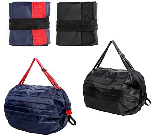Elegtiskas 2 Pack Large Capacity Reusable Grocery Bags with Handles Foldable Anti-water Portable Shopping Bag Tote Bag