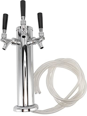 Draft Beer Kegerator Tower Triple Faucet 3 Tap Beer Brewing Keg Tower Dispenser Kit Stainless Steel Beer Dispenser Home World Cup Party Bar
