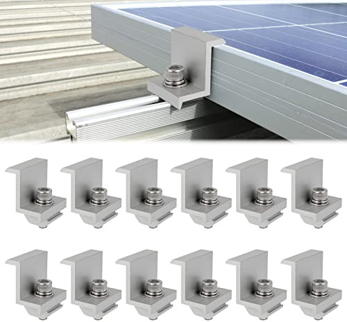 12 Stück Solarmodul Halterung Endklemme, Abschlussklemme für Montage der Photovoltaik Solarpanel , Randklemme für PV Solar Module Befestigungen auf dem Dach (30MM)