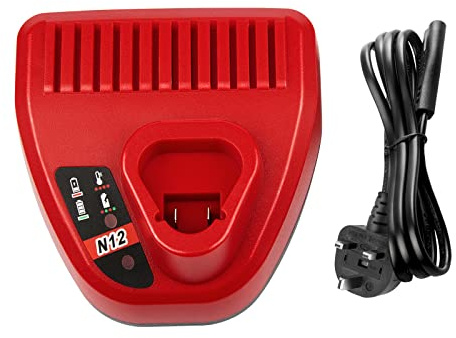 LabTEC 10.8V-12V Replace Charger for Milwaukee M12 Li-ion Battery, Compatible with All M12 Battery 48-11-2401, 48-11-2402, 48-11-2420, 48-11-2430, 48-11-2440, 48-11-2460, 48-11-2411, 48-11-2412