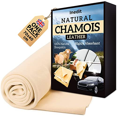 NEDIT Chamois Leathers For Cars - Shammy Leather Cloth - XL 2800 cm² (70x40cm) Professionnal Natural - Ultra Absorbent Sheep Skin - For Cars And Every Surfaces