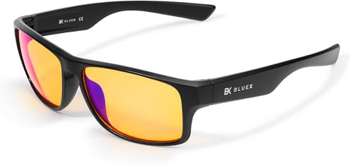 BlueX • Gaming glasögon TR90 superlätta – blått ljusfilter datorskärmsglasögon – anti-blått ljusskärm för gamer, datorer och kontor (män – damer), Bluex – filter 90 %, BlueX