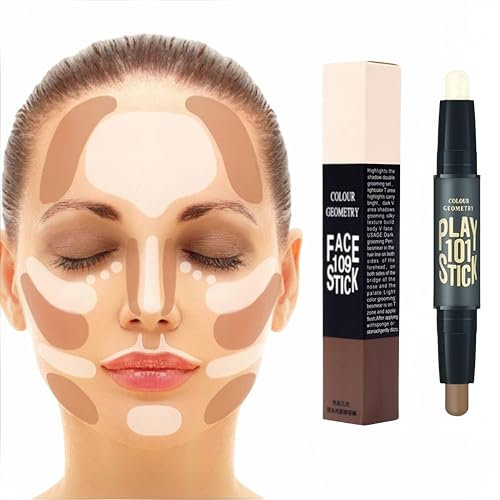 Contouring Stick,Highlighter Stick,Bastone Contorno,Doppio correttore Testina,Trucco Highlight,Concealer,Correttore,Strumento per il Trucco a Doppia Testa