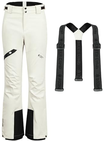 Pioneer Camp Skihose Damen Schneehose abnehmbaren Hosenträgern Wasserdicht Winddichte Verschweißte Nähte Schneefang Snowboardhose Softshellhose Outdoorhose Funktionshose Wolken Grau XL
