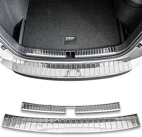 Recambo | Protector de Parachoques trasero | Compatible con Skoda Karoq | NU7 | interior y exterior | a partir de 2017 | Acero Inoxidable Cromado | Protección borde de carga