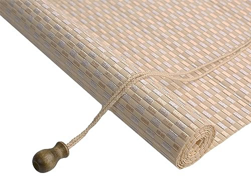 zhijiaqian456 Bambusrollo Sonnenschutz,Bambus Rollo,Verdunkelungsrollo Sichtschutz Rollo Seitenzugrollo Raffrollos,Natur Holzrollos,für Fenster und Türen,Anpassbar (160 x 160 cm)