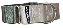 Wo.Cherie Hundehalsband Martingale 40 mm Breite (L 38 cm - 66 cm), Oliv/Grau
