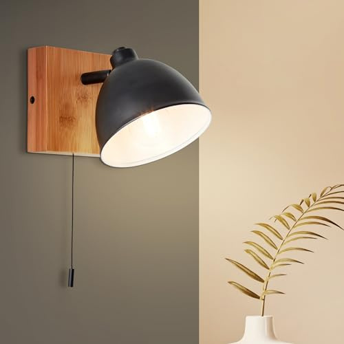 Lightbox Nature Wandlampe - 13 x 13 x 19 cm - skandinavische Wandleuchte | Wandlampe, schwenkbar, 13 x 13 x 19 cm, E14, max. 28 W, Metall/Bambus