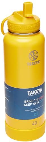 TAKEYA Tritan Sport Water Bottle - BPA-Free & Dishwasher-Safe, 32 oz, Championship Blue, Leak-Proof, Double Wall, Cold 24 Hours, Hot 12 Hours