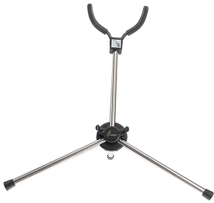 Tragbarer, Klappbarer Saxophonhalter aus Metall und Gummi Schwarz | Anti Rutsch, Dreieckige Stützkonstruktion, 1 Stück, für Blasinstrumente als Kompakte Halterung