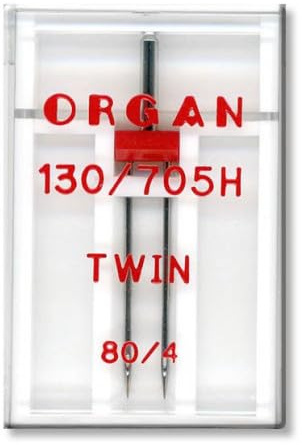 ORGAN Nähmaschinennadeln Universal Jeans Leder Stretch Jersey Microtex Quilting Embroidery 130/705 H (Zwillingsnadel - 80-4mm)