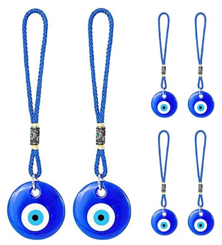 6 Pezzi blu malocchio vetro appeso ciondolo auto Collana Malocchio amuleto decorativo per la casa Ornamento da appendere per auto malocchio fascino appeso a parete ornamenti ciondolo casa