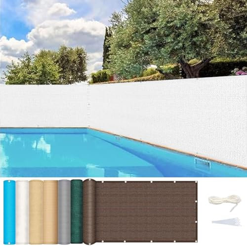 Balkonbespannung 105 x 650 cm HDPE Uv-Schutz Windschutz Sichtschutz Balkongeländer Ohne Bohren Atmungsaktiv für Balkongeländer Terrasse, Weiß