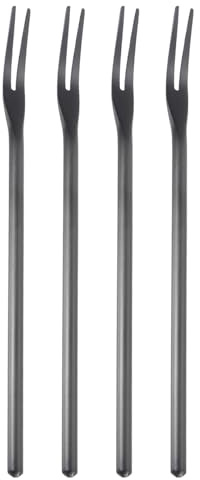 Sourcing Map Lot de 4 fourchettes à olives avec manche de 16 cm de long, en acier inoxydable, noir