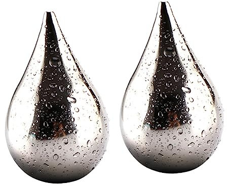 OKUMEYR 2pcs Stainless Steel Ice Tartar Reusable Water Drop Metal Ice Cubes Cooling Stones for Whiskey Wine Drinks