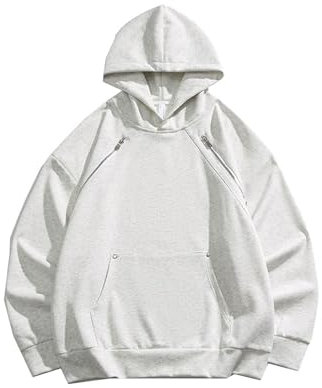 Seiizaa Plushe Sudadera con Cuello Redondo De Camuflaje De Felpa para Hombre Top Suelto Informal De Manga Larga Cálida De Felpa-White-L