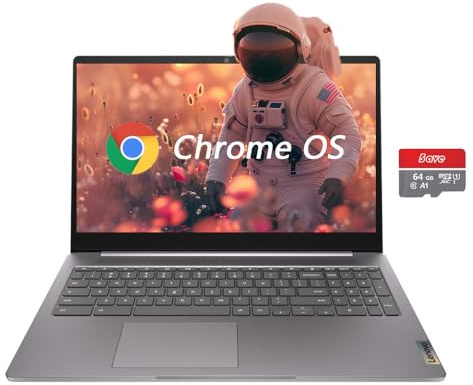 Lenovo 15.6 FHD Chromebook, IdeaPad 3i Laptop, Intel Celeron N4500, 4GB RAM, 128GB Storage(64GB eMMC + 5ave 64GB Flash Memory), Webcam, HDMI, Bluetooth, Chrome OS, Arctic Grey