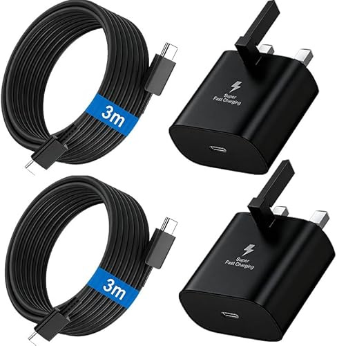 45W Super Fast Charger for Samsung - USB C Wall Charging Lead Long Android Phone Charger Cable for Samsung Galaxy S25 Ultra/S25 Plus/S24+/S24 Ultra/S23/S22/S21/Note 20/Tab A9+/S10 FE/S11 Tablet (3m)