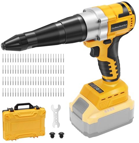 Cordless Rivet Gun Tool for Dewalt 20V Max Battery, Brushless Electric Automatic Rivet Gun for Rivets 1/8'', 5/32'', 3/16, with 100PCS 5/32'' Rivets for Metal, Plastic and Leather(No Battery)
