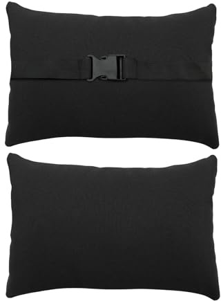 Heavyoff Almohada para La Cabeza Tipo Chaise Longue, Almohadas para Patio Al Aire Libre con Correa EláStica, Almohadas para Reposacabezas Resistentes Al Agua 2 Piezas, Negro