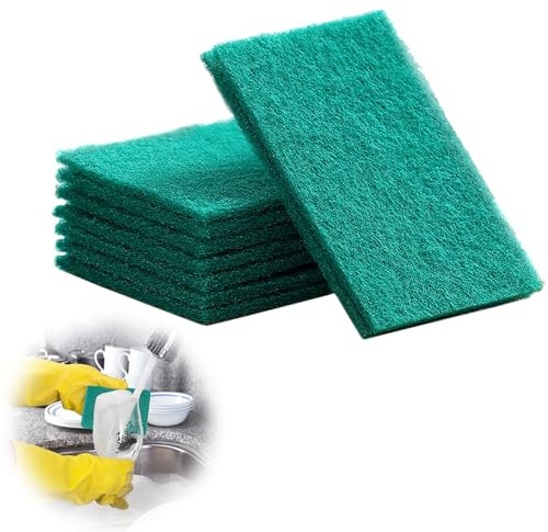 Scheuerschwämme, Scheuerschwämme, kratzfest, grün, wiederverwendbar, Haushaltsscheuerpads für Küche und Geschirr, 10 Stück