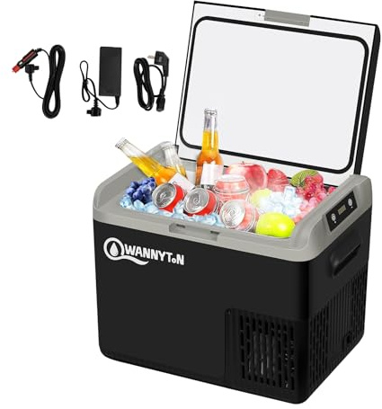 WANNYTON 18L Glacière à Compresseur, Mini Frigo 12/24/100-240V, Petite Réfrigérateur Portable avec Poignées pour Voiture, Camion, Pique-nique, Camping, Domicile