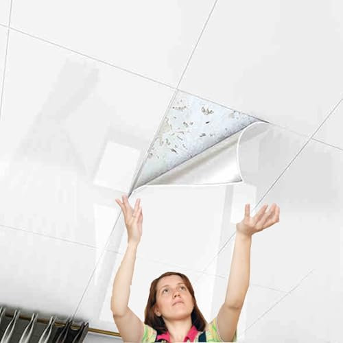 Dalle de plafond Dalles De Plafond Suspendu 40 X 80 Cm, Panneaux De Revêtement De Plafond Légers Et Robustes - Revêtement De Plafond Moderne En PVC Autocollant, Pour Chambre(30 pcs)