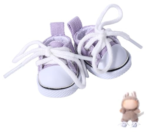 Mikovivi 2025 Jolies Mini-Chaussures pour Poupée, Jouet en Peluche Tenue Mode Accessoires pour Poupée 15cm & 17cm (Violet)