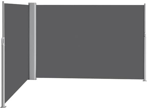 IUVYTA Toldo de Doble Cara retráctil for Patio, toldo de Pantalla Lateral Impermeable for Patio, 236 x 71 Pulgadas para Vallas y barandillas(Dark Gray)