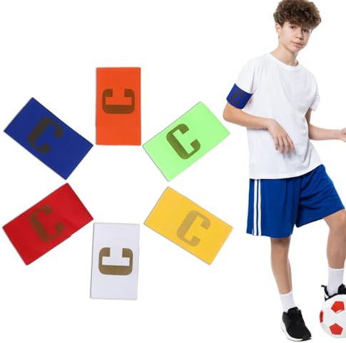 Jeqqinuz 6 Stück Kapitänsbinde Kinder, Fussball Armbinde Spielführerbinde Verstellbare, Kapitänsbinde Fussball Spielführerbinde Multicolor C Armbinden für Kinder Jugendliche