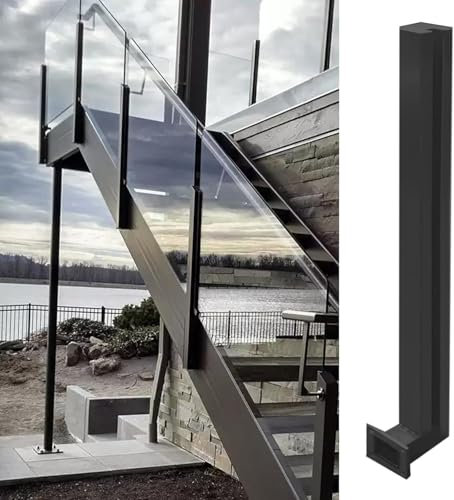 Pince de balustrade en verre pour escalier, couloir, terrasse – Système de balustrade noir robuste, convient aux panneaux de 1,9 cm