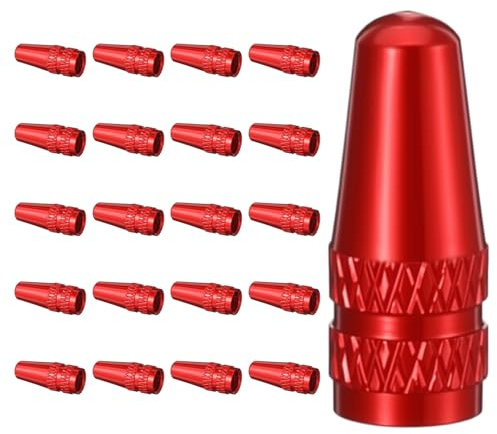 Classicseali 20pcs Bike Valve Caps, Aluminum Alloy Presta Valve Caps, Corrosion Resistant, Screw-On Universal Stem Covers for Bikes, Presta Valve Cap for MTB Road Racing Bicycle, Red