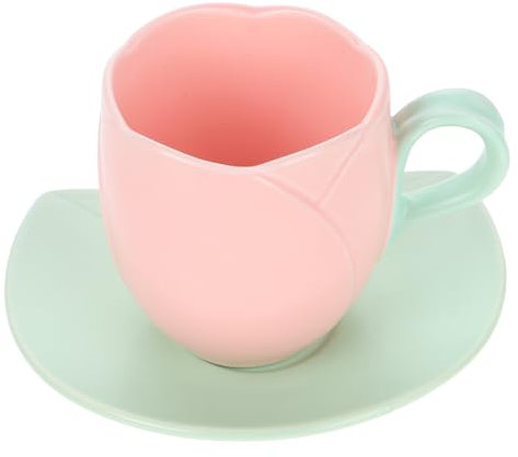 SMASOLO 1 Juego Tazas de Cerámica con Platillo de Set Aesthetic para Café Decorativo para Cocina y Café para Bebidas y Frías