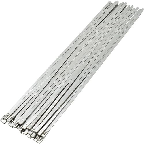XIUsheUA Bridas de Acero Inoxidable, 10 Unidades, 4,6 mm, 5 Unidades, autoblocantes, de plástico y Metal, for Envoltura de Escape para alambres, Cables(4.6x400-10PCS)