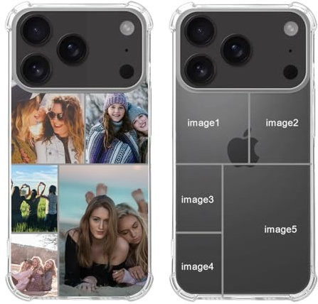 WOWTIFY Individuelle Handyhülle für iPhone 17 Pro mit Foto, personalisierte Multi-Bild-Hüllen, individuelle Collagen-Foto-Abdeckung für Geburtstag, Weihnachten, Valentinstag, Freunde, sie und ihn
