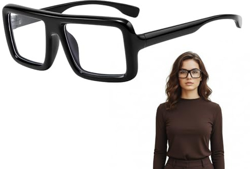 DqiUnaX Blaulichtfilter Brille Herren, Fake Brille Ohne Stärke, Blue Light Blocking Glasses für Bildschirmarbeit, Brille Ohne Sehstärke Damen/Herren, Modische Schwarz-Weiß Fassung
