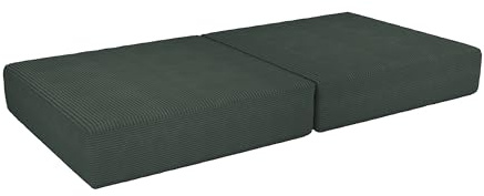 POKAR Matelas Pliant pour Canapé Modulable Enfant | Matelas Épais 160x80x15 cm en Mousse avec Revêtement en Velours Côtelé | Élément pour Canapé Enfant Convertible | Certifié Oeko-TEX | Vert Forêt
