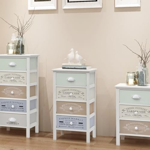 SooIarix French Country Wood Storage Cabinet with 4 Drawers, Paulownia Plywood, 38x28x72cm, Rustic Home Organization and Storage Solution