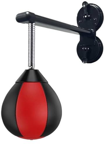 Pelota rápida para Boxeo Saco de Boxeo Velocidad sin Perforaciones con Ventosa Fuerte, Saco Pared y Pelota Reflejos for Gimnasio en casa, Fitness Entrenamientos(Red)