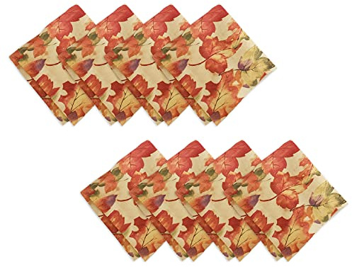 Elrene Home Fashions Harvest-Festival Printed Fall Cloth Dinner Napkins, 17 x 17, Set of 8