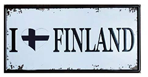 Eureya I Love Finlandia - Placa de matrícula de coche para casa, cafetería, bar, restaurante, exposición, decoración de pared vintage de 15 x 30 cm