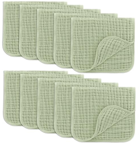 Bekväma ungar muslin rapdukar 50 x 25 cm, förpackning med 10 – stor 6-lagers ultraabsorberande 100% bomull för spädbarn, dregel och röra – säker och mild babyrapduk set för pojkar och flickor