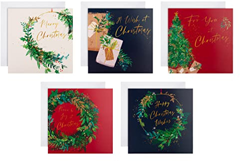 Hallmark Charity Christmas Cards, Boxed Cards, Pack of 30, 5 Festive Wreath Designs