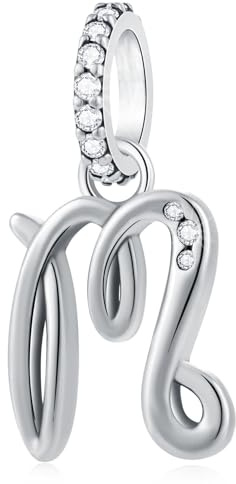 GLOWDAS Buchstabe Charms initials A bis Z Halskette Anhänger, 925 Sterling Silber Alphabet Perlen und Ampersand & Charm passen europäisch DIY Armband, Geschenke für erste Muttertag/Weihnachten