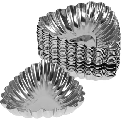 SHERCHPRY Stainless Steel Egg Tart Molds - 20Pcs Fluted Tart Pans for Baking Pies Cheesecakes Cupcakes and Desserts - Perfect for Home and Professional Use