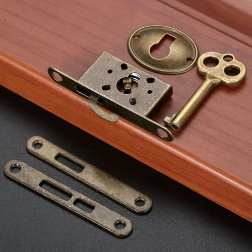 SPORTARC Retro Antike Schranktürschloss-Sets, Möbelschloss Schubladenschloss Hakenschloss Schiebetür Retro-Schloss mit Schlüssel (5 Stück)