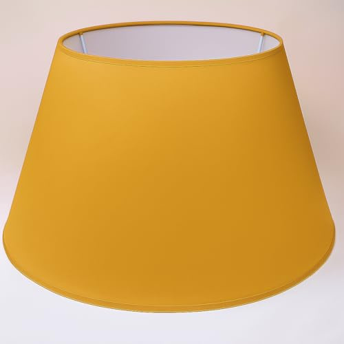 45 cm Kegel Lampenschirm, Baumwollstoff mit weißer PVC-Rückseite, handgefertigtes Produkt, für Tischlampe, Stehlampe (Ocker)